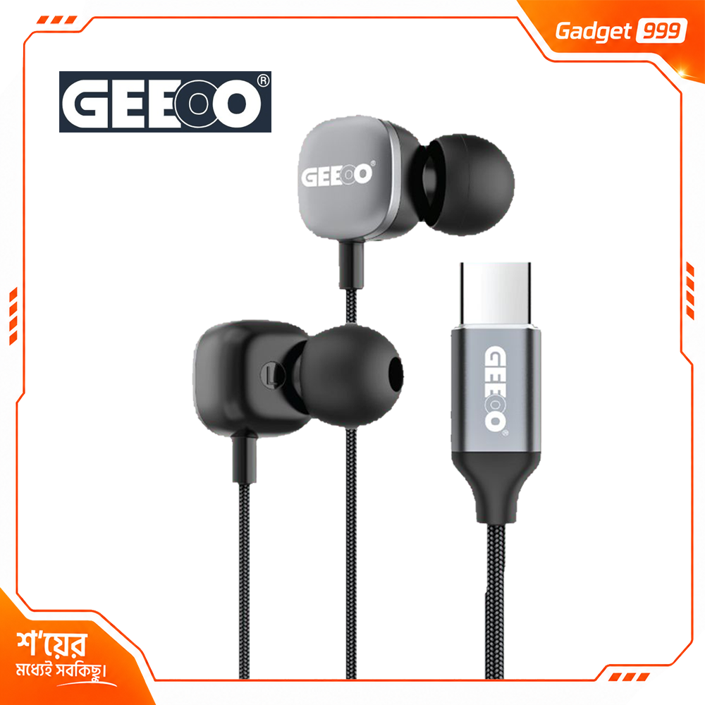 Original Geeoo TC600 Type-C আল্ট্রা বেজ ইয়ারফোন (iPhone and Android)