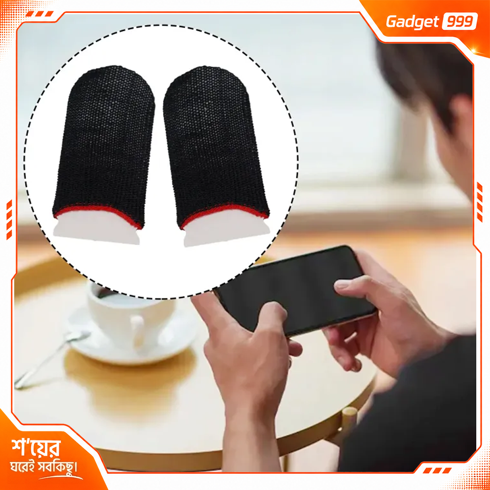 1 Pair Gaming Finger Sleeve Thumb Gloves-১ জোড়া কালো