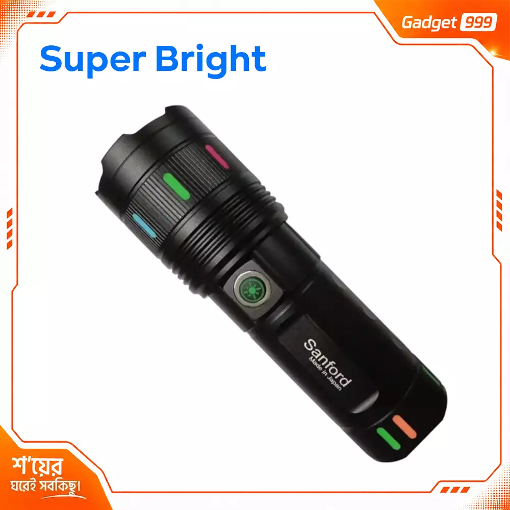 Sanford JAMBOO White Laser Super Bright LED Zoom Flashlight with Powerbank Feature