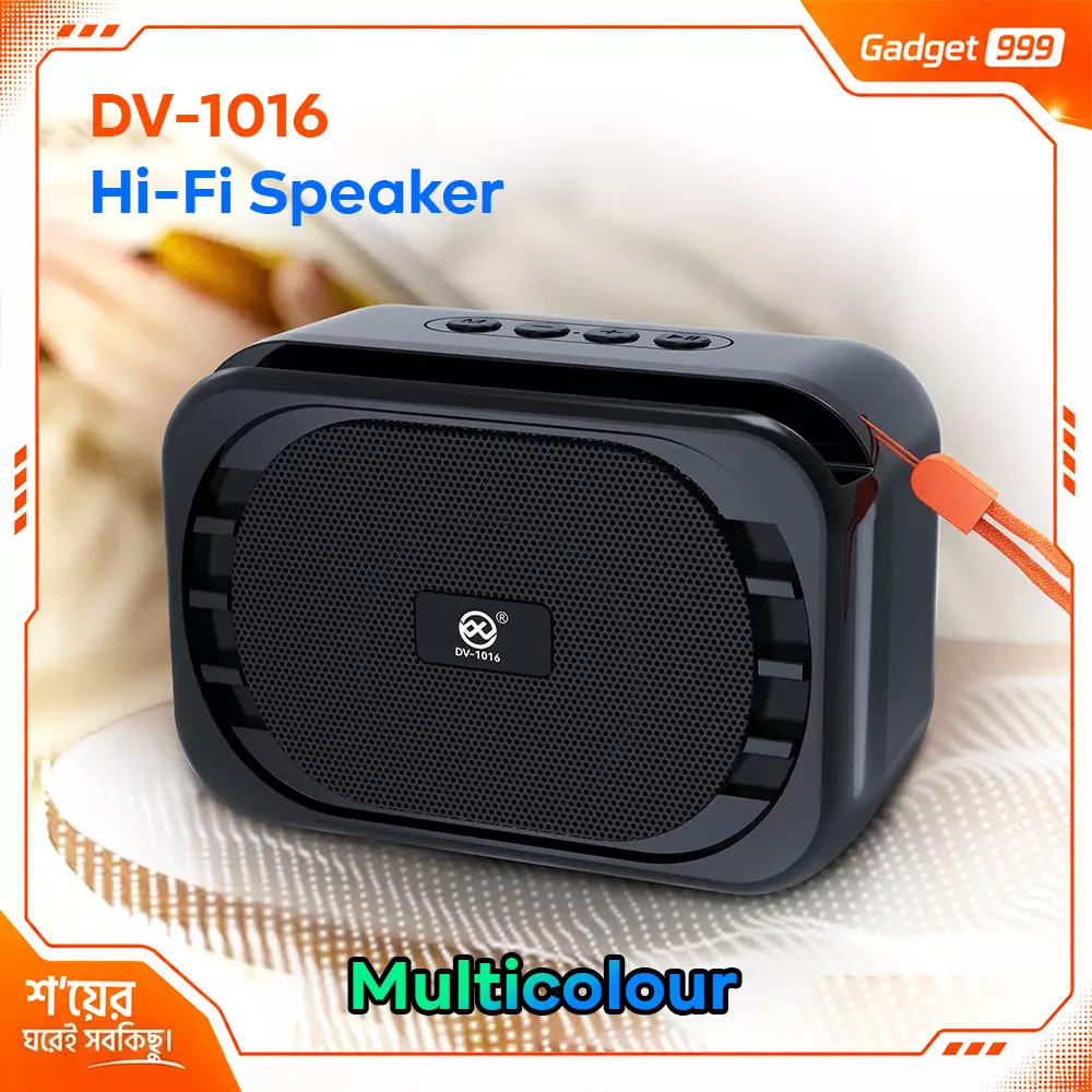Hi-Fi Bluetooth Speaker USB Flash Drive Small Portable High Bass DV-1016 Multicolour