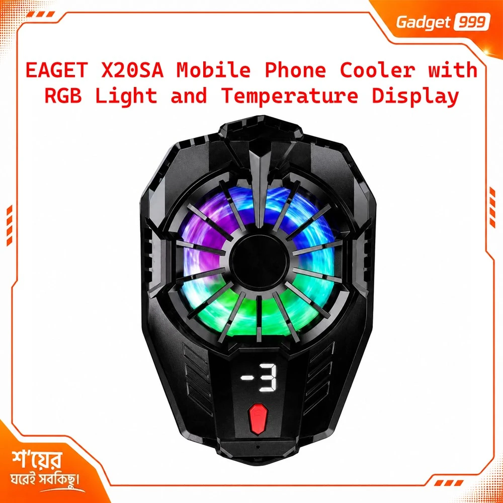 EAGET X20SA Mobile Phone Cooler with RGB Light and Temperature Display